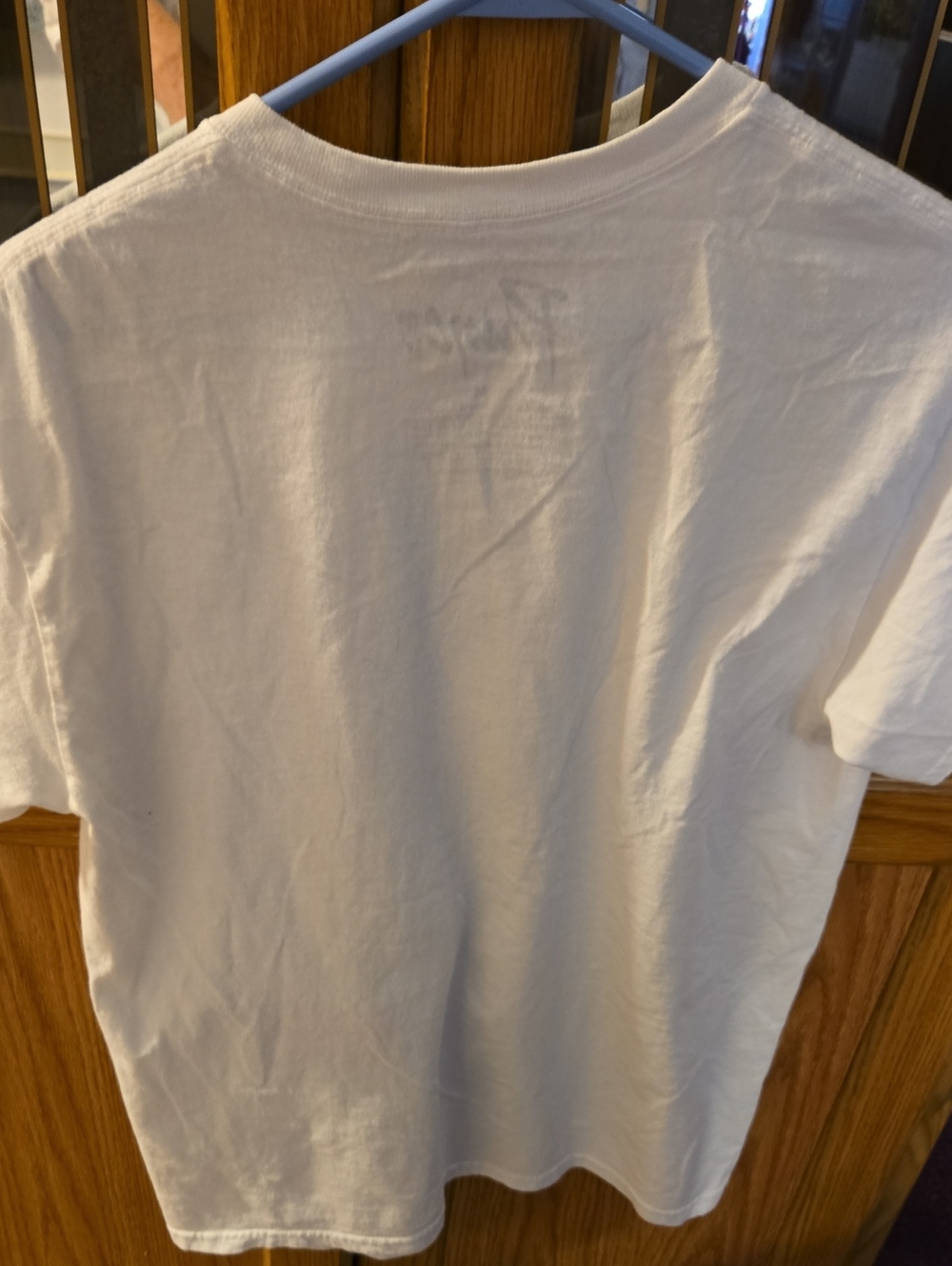 White Graphic Tee with Black Portrait and Red Rose - Picture 4 of 4